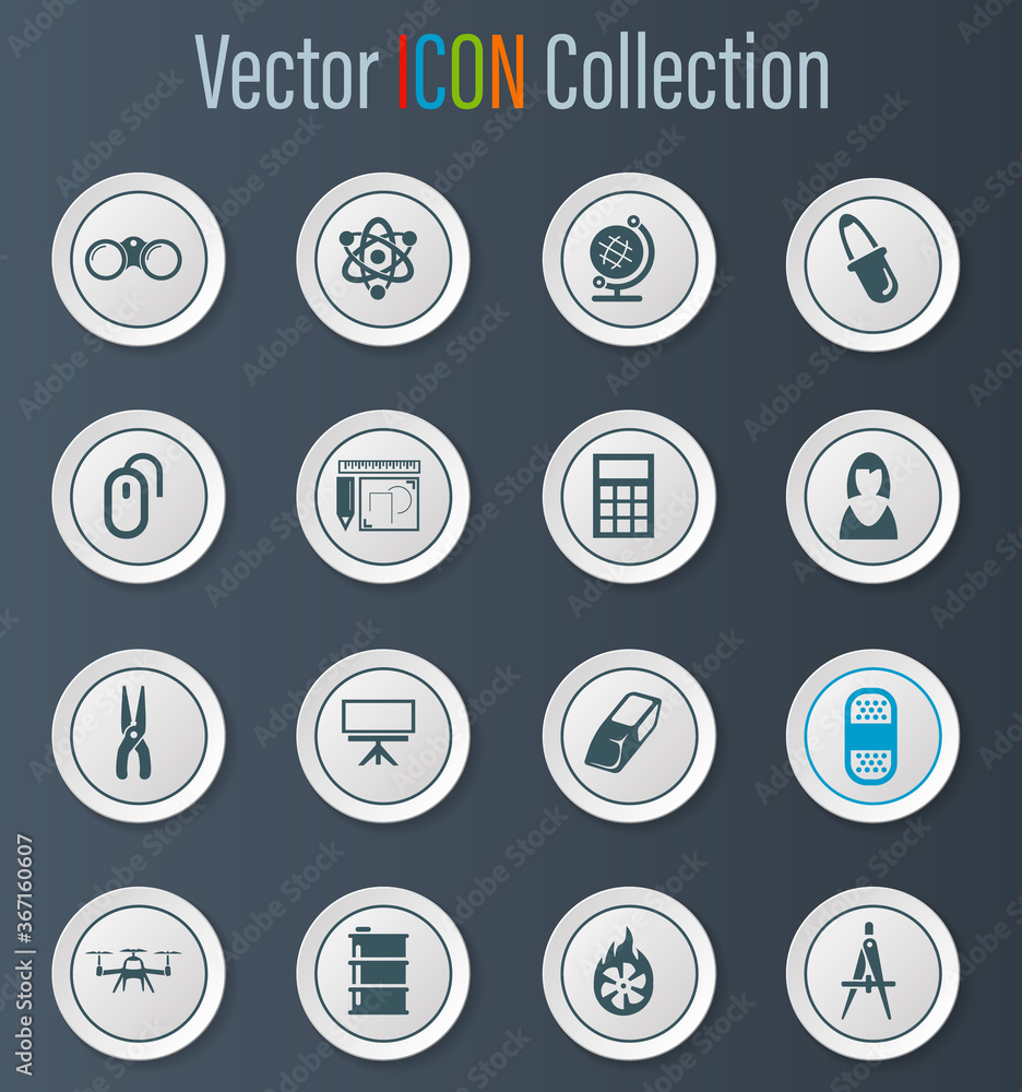 Courses school icons set Courses school icons set