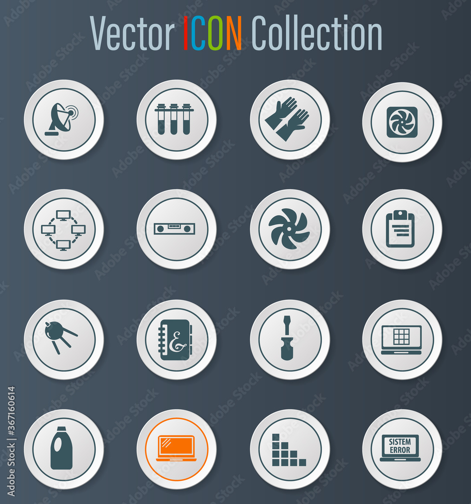 Courses school icons set Courses school icons set
