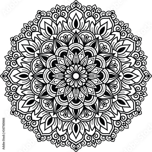 Circular mandala isolated for henna or tattoo. mandala for coloring book . mandala Islamic style . decorative mandala Design 
