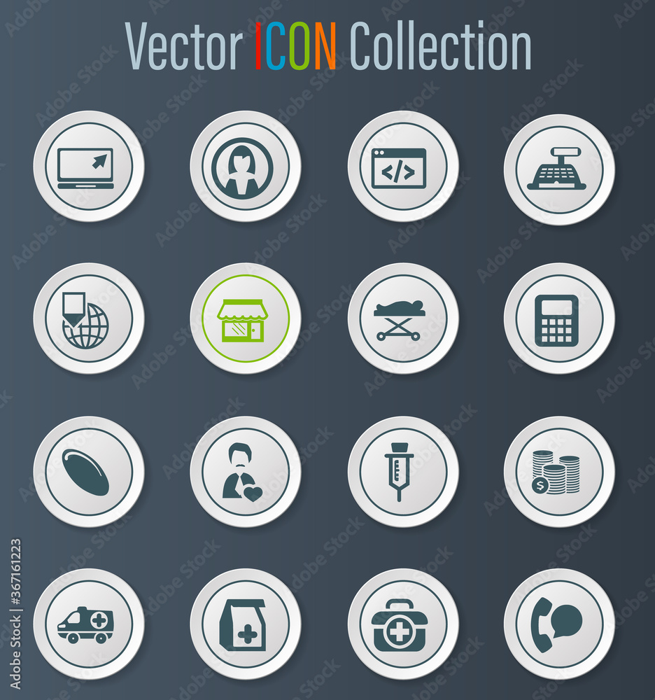 Drug store icons set Drug store icons set