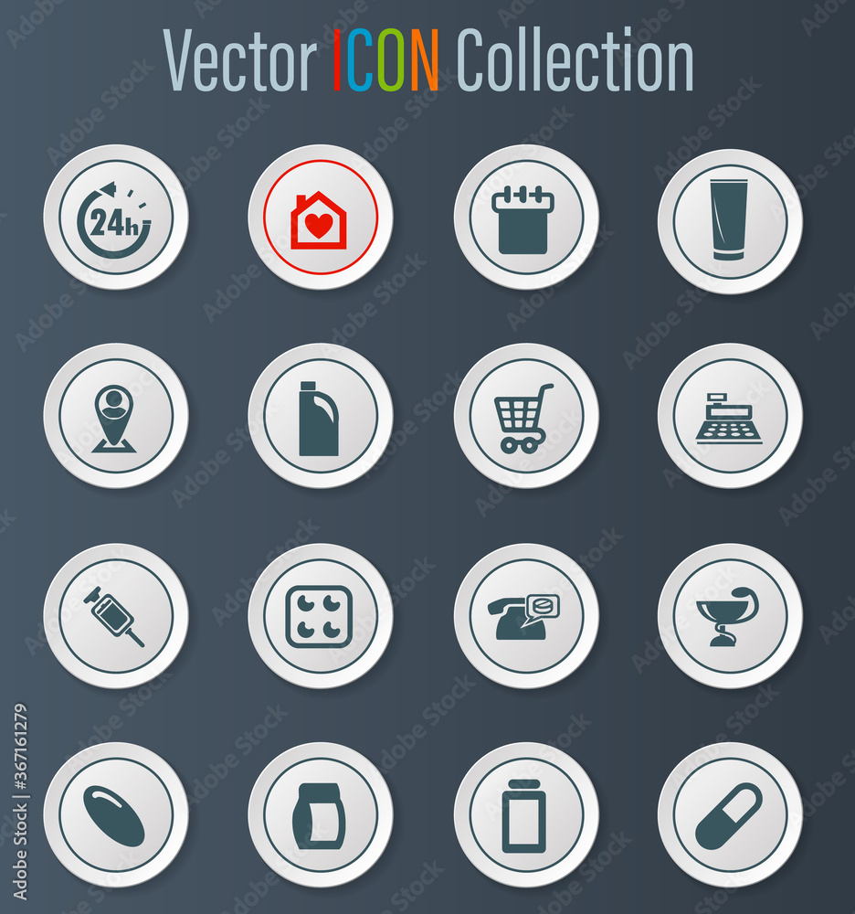 Drug store icons set Drug store icons set