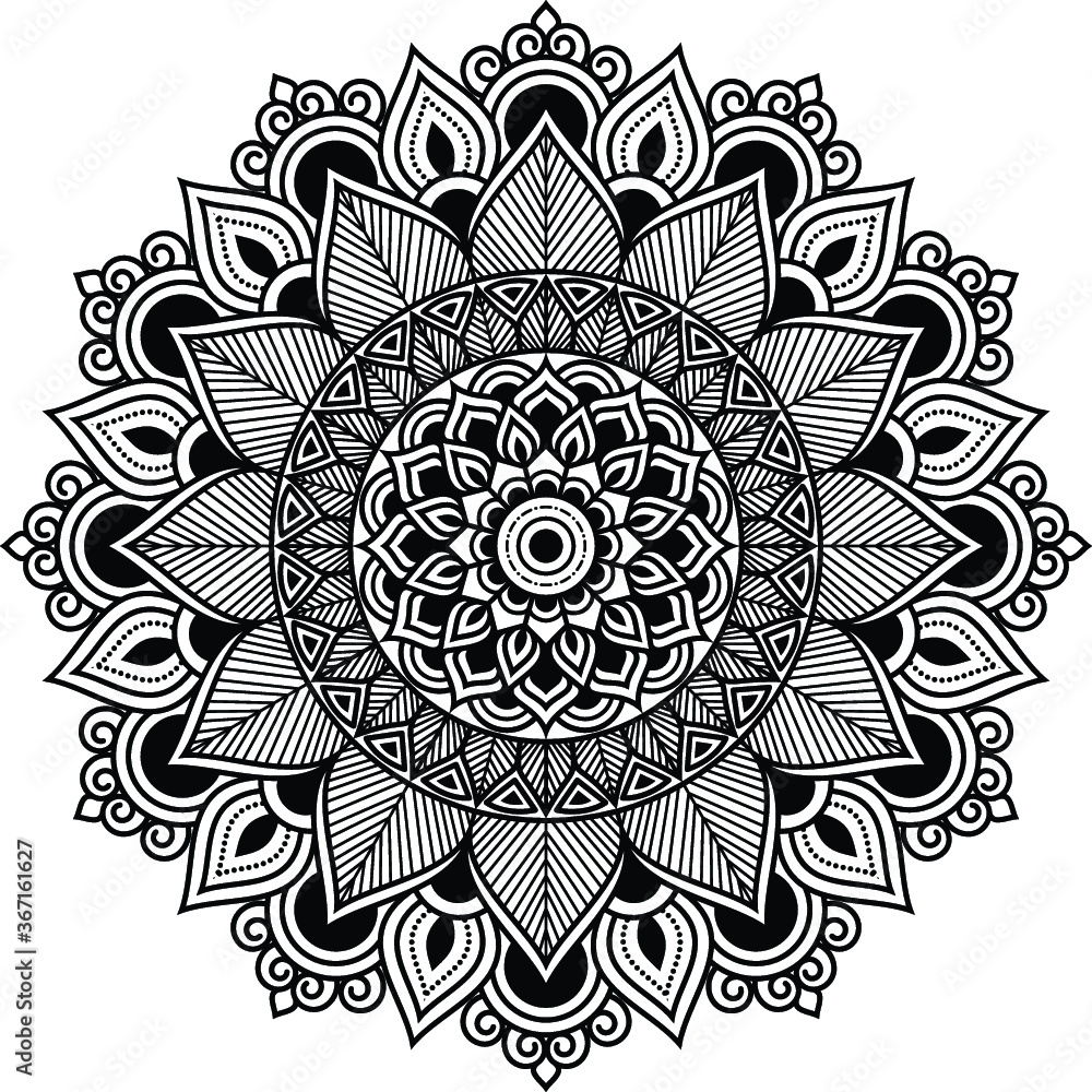 Circular mandala isolated for henna or tattoo. mandala for coloring book . mandala Islamic style . decorative mandala Design 