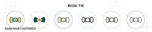 Bow tie icon in filled, thin line, outline and stroke style. Vector illustration of two colored and black bow tie vector icons designs can be used for mobile, ui, web