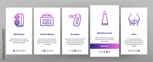 Cellulite Combat Tool Onboarding Mobile App Page Screen Vector. Anti-cellulite Cream Cosmetic And Massager Equipment, Cellulite And Fat Research Body Illustrations