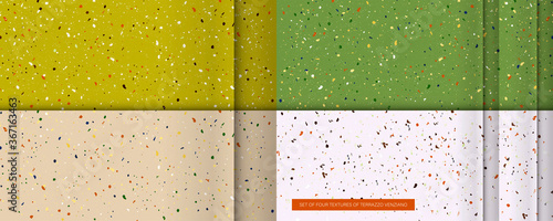 Set textures nature color in the style of terrazzo venziano. Vector texture of natural stone