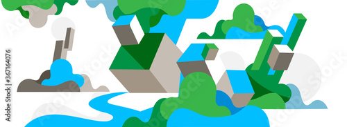 Lo sfondo con le le forme geometriche colorato 3d