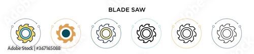 Blade saw icon in filled, thin line, outline and stroke style. Vector illustration of two colored and black blade saw vector icons designs can be used for mobile, ui, web