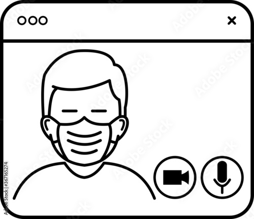 Illustration vector graphic of video chat. good for concept of coronavirus, quarantine, social distancing icon or symbol