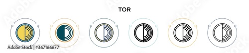 Tor icon in filled, thin line, outline and stroke style. Vector illustration of two colored and black tor vector icons designs can be used for mobile, ui, web