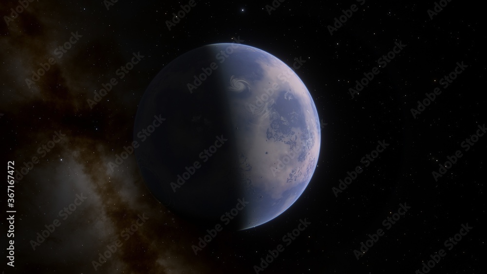 beautiful galactic background, beautiful starry sky, galaxy of different colors, science fiction wallpaper, cosmic landscape, realistic exoplanet, 3d render
