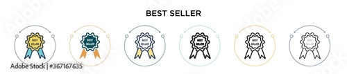 Best seller icon in filled, thin line, outline and stroke style. Vector illustration of two colored and black best seller vector icons designs can be used for mobile, ui, web