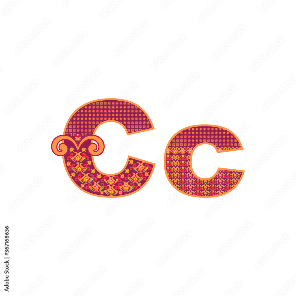 Fototapeta premium Vector abstract letter C with ornamental pattern.