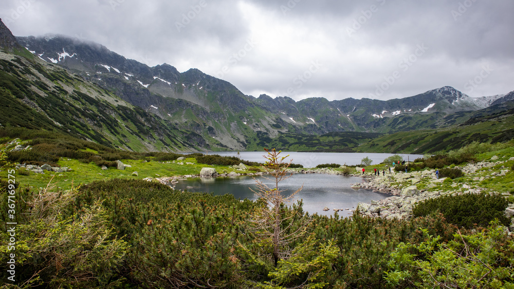 lake among the tatra mountains in europe beautiful view from the top of the mountain