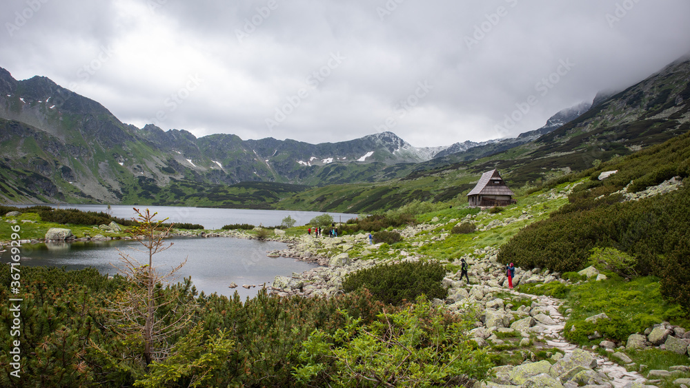 lake among the tatra mountains in europe beautiful view from the top of the mountain