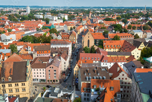 Augsburg, Germany rooftop town view.