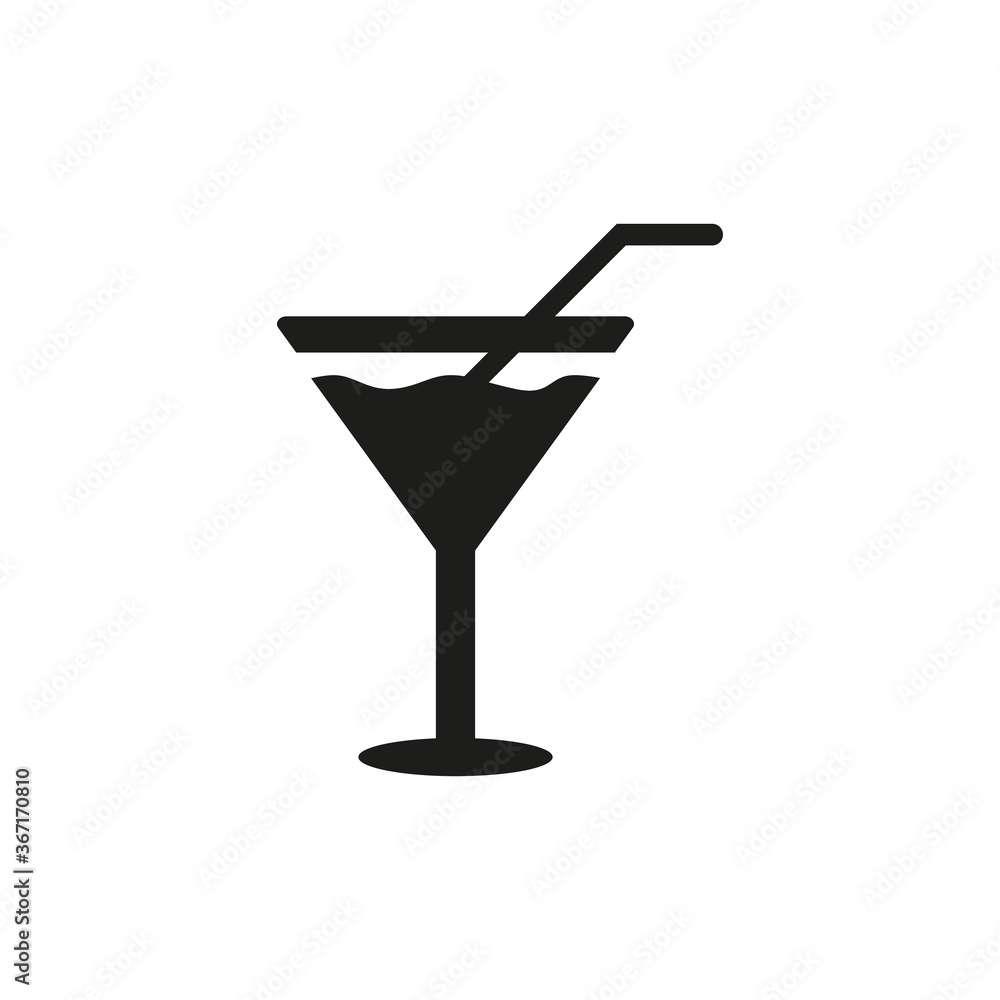 Cocktail flat icon on white background. Cocktail flat icon on white background.