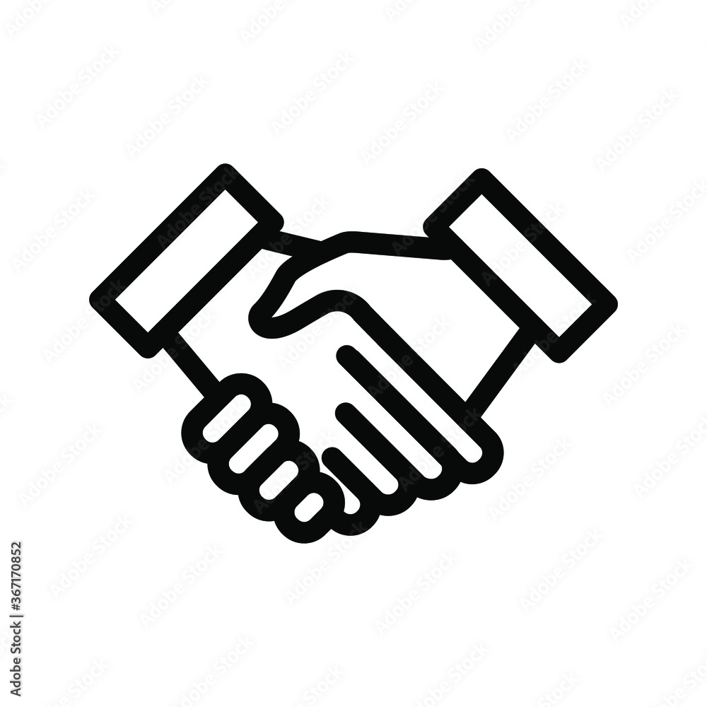Handshake outline icon on isolated background, Handshake line icon, Handshake vector illustration for logo, ui, web, apps, banner, poster, brochure, infographic, etc.
