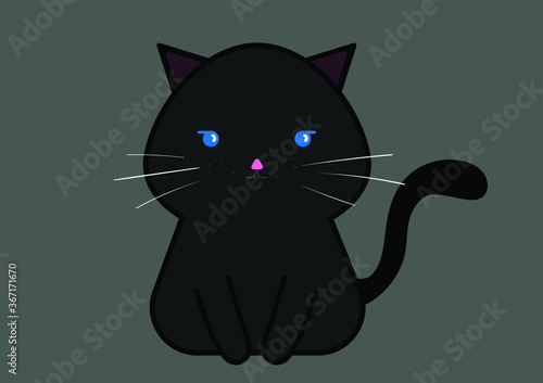 Simple cute black cat vector illustration