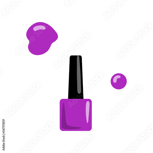 Nail polish, stain and polish drop. Vector illustration.