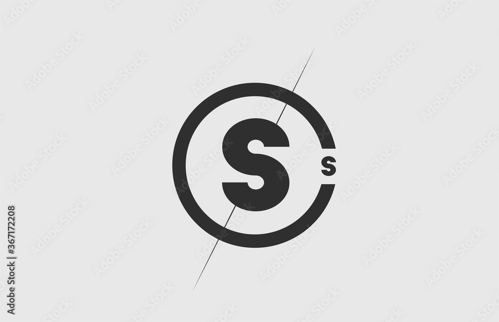 black white alphabet S letter logo icon. Simple line and circle design for company corporate black white alphabet S letter logo icon. Simple line and circle design for company corporate