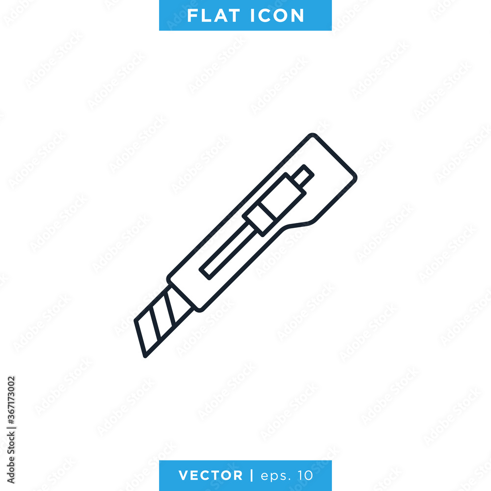 Cutter Knife Icon Vector Design Template. Editable Stroke. Cutter Knife Icon Vector Design Template. Editable Stroke.