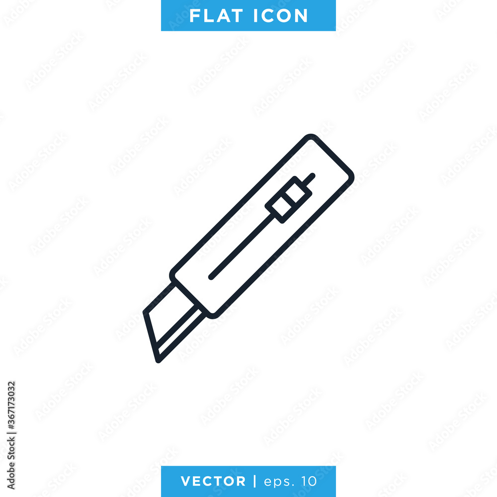 Cutter Knife Icon Vector Design Template. Editable Stroke. Cutter Knife Icon Vector Design Template. Editable Stroke.