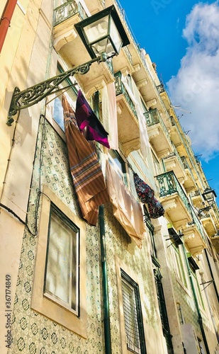 hanging laundry in lisbon