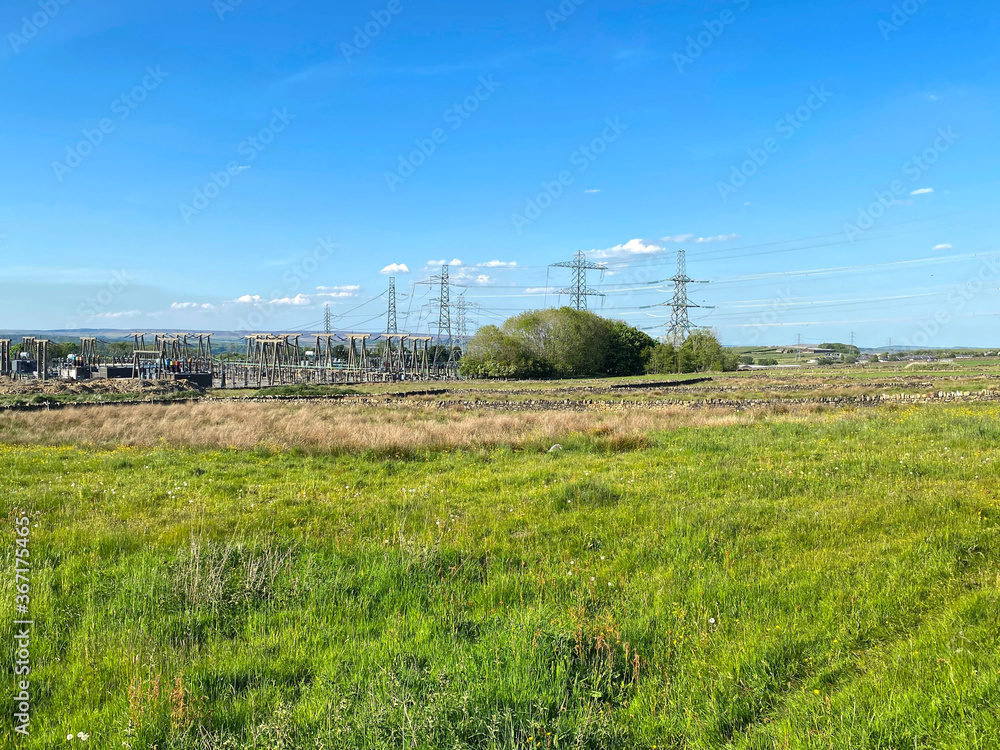 Electricity sub station, in the countryside, near to, Wilsden, Bradford, UK