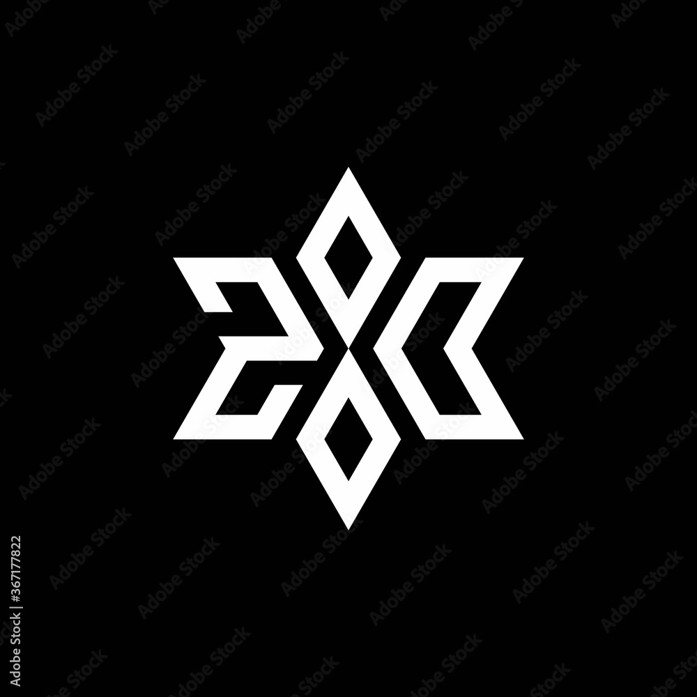 ZO monogram logo with star shape and luxury style - obrazy, fototapety, plakaty 