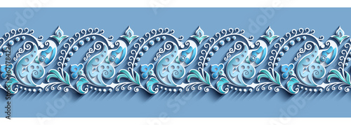 Modern volumetric ornamental stripe background.