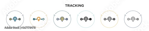 Tracking icon in filled, thin line, outline and stroke style. Vector illustration of two colored and black tracking vector icons designs can be used for mobile, ui, web