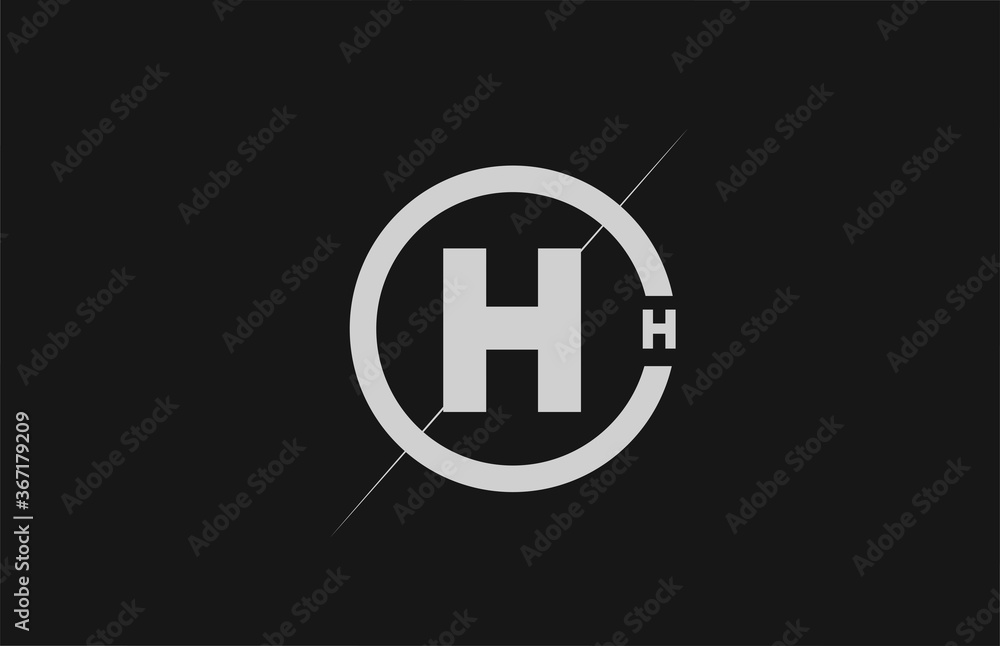 alphabet H letter logo icon. White black simple line and circle design for company identity alphabet H letter logo icon. White black simple line and circle design for company identity