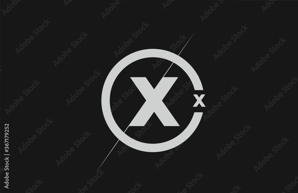 alphabet X letter logo icon. White black simple line and circle design for company identity alphabet X letter logo icon. White black simple line and circle design for company identity