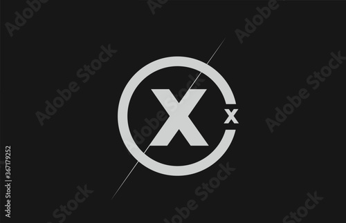 alphabet X letter logo icon. White black simple line and circle design for company identity