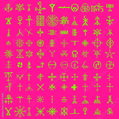 Screen with the code of alternative fiction, sci-fi alien computer symbols. Artificial intelligence language or Quantum computers. Non binary. Vector. 