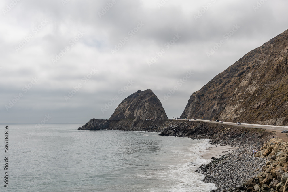 Scenic panoramic Point Mugu vista on an overcast day, Southern California