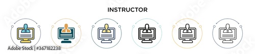 Instructor icon in filled, thin line, outline and stroke style. Vector illustration of two colored and black instructor vector icons designs can be used for mobile, ui, web