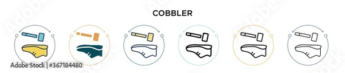 Cobbler icon in filled, thin line, outline and stroke style. Vector illustration of two colored and black cobbler vector icons designs can be used for mobile, ui, web
