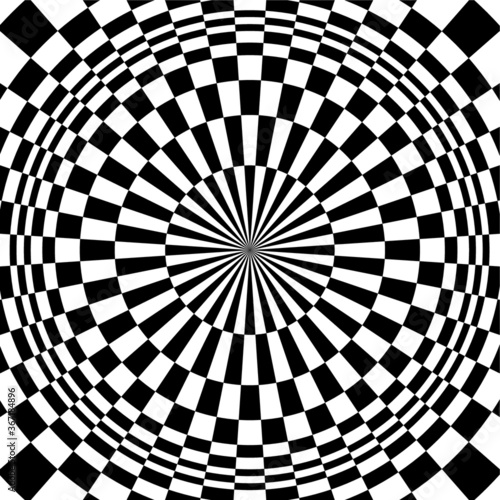 Optical illusion, black and white design, vector