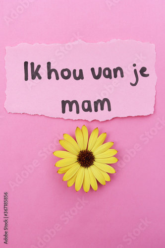 Text I love you mom in Dutch.