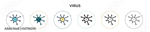 Virus icon in filled, thin line, outline and stroke style. Vector illustration of two colored and black virus vector icons designs can be used for mobile, ui, web
