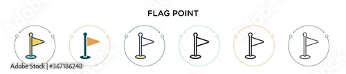 Flag point icon in filled, thin line, outline and stroke style. Vector illustration of two colored and black flag point vector icons designs can be used for mobile, ui, web