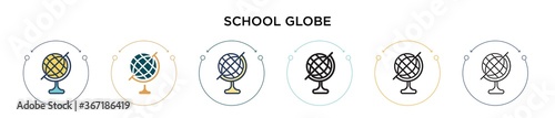 School globe icon in filled, thin line, outline and stroke style. Vector illustration of two colored and black school globe vector icons designs can be used for mobile, ui, web