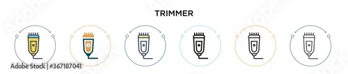 Trimmer icon in filled, thin line, outline and stroke style. Vector illustration of two colored and black trimmer vector icons designs can be used for mobile, ui, web