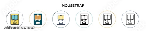 Mousetrap icon in filled, thin line, outline and stroke style. Vector illustration of two colored and black mousetrap vector icons designs can be used for mobile, ui, web