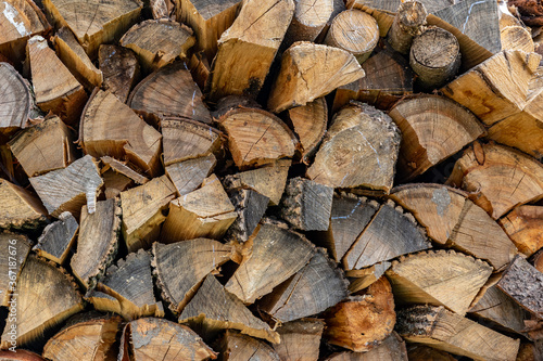 beautiful texture with dry firewood for winter.