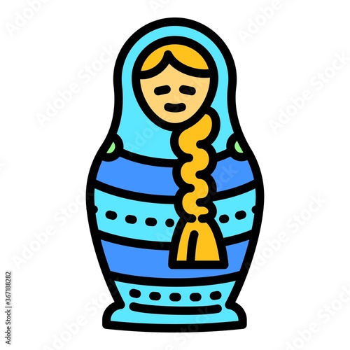 Blue nesting doll icon. Outline blue nesting doll vector icon for web design isolated on white background