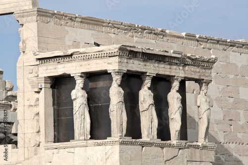  Caryatids on Acropolis Hill near Parthenon in Athens 