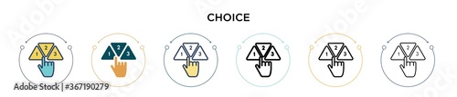 Choice icon in filled, thin line, outline and stroke style. Vector illustration of two colored and black choice vector icons designs can be used for mobile, ui, web