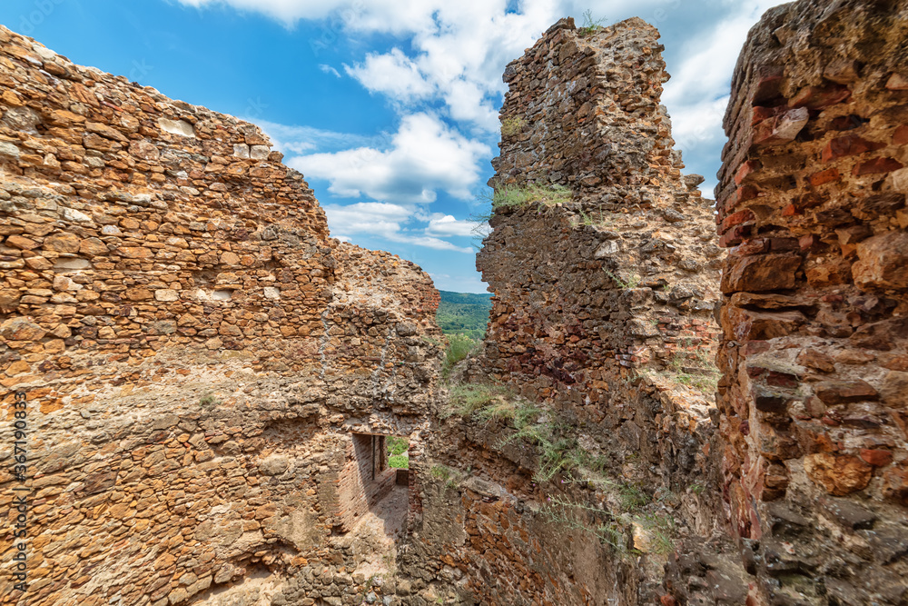 Vrdnik, Serbia-July 15, 2020: Vrdnik Tower (serbian: Vrdnicka kula) is a ruined tower on Fruska Gora.